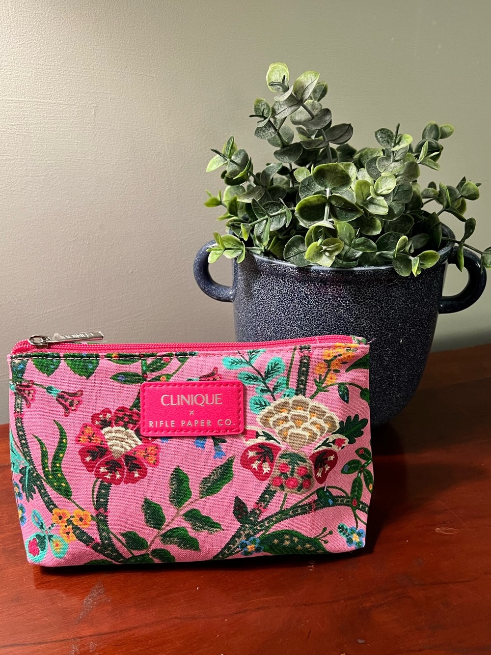 Rifle Paper Co. x Clinique Pink Floral Zip Cosmetic Pouch make up included